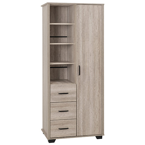 Oliver 1 Door 3 Drawer Open Shelf Wardrobe