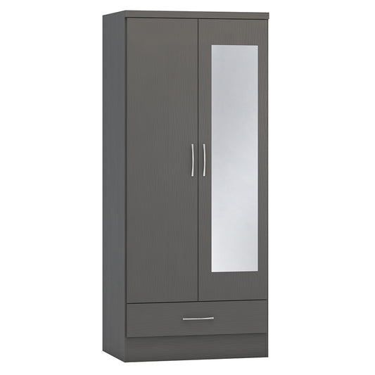 Nevada Mirrored 2 Door 1 Drawer Wardrobe